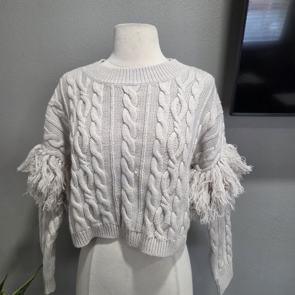 Alice + Olivia Cream Cable Knit Sweater